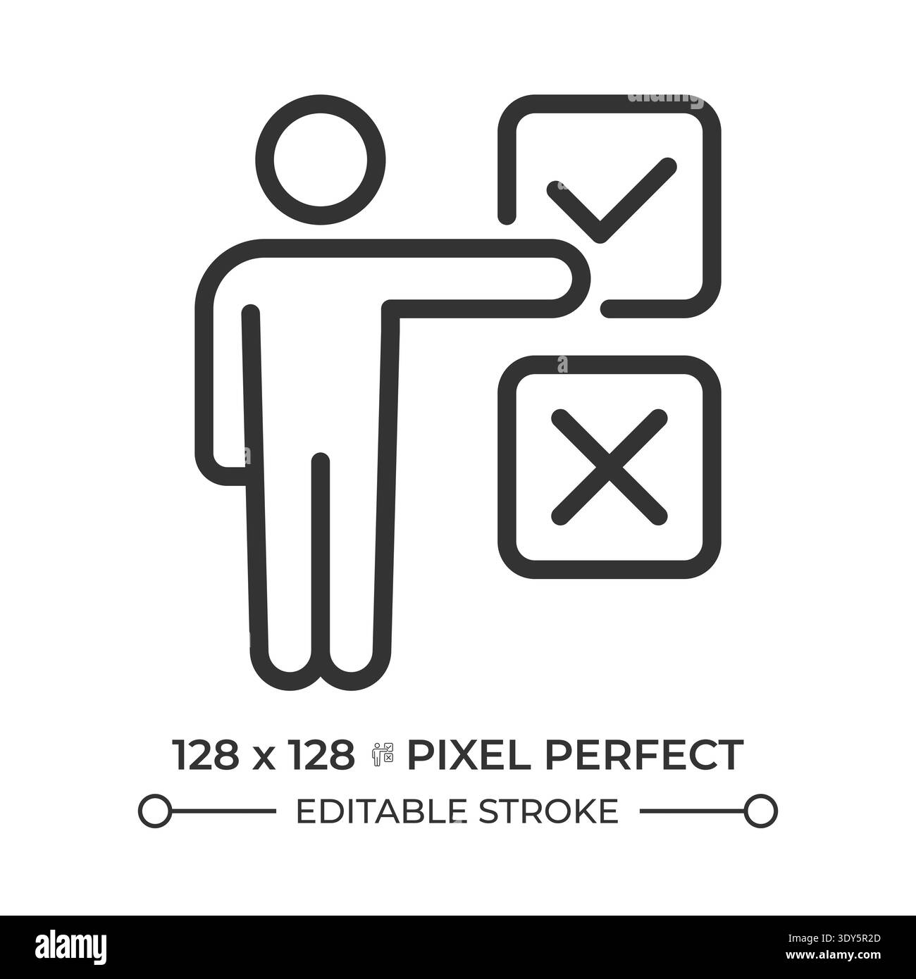 Customer decision making pixel perfect line icon Stock Vector