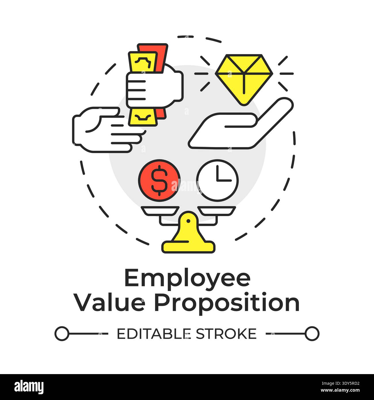 Employee value proposition multi color concept icon Stock Vector