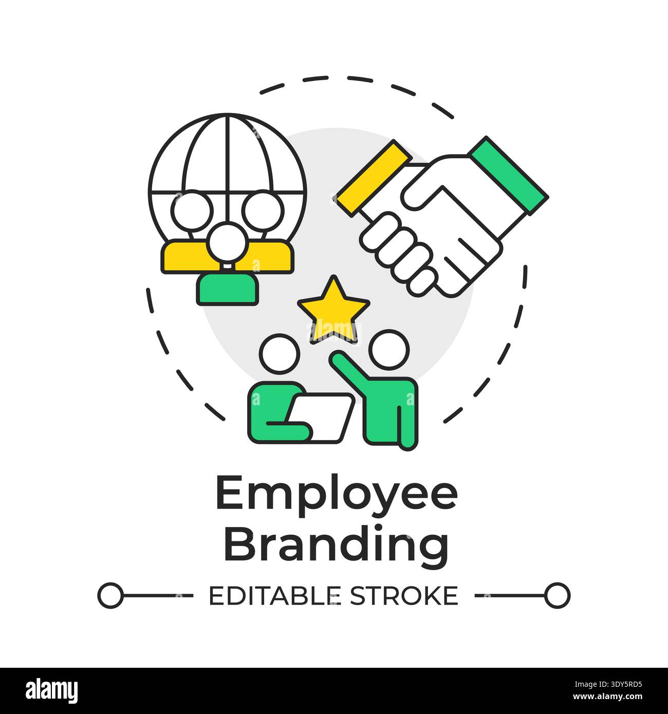 Employee branding multi color concept icon Stock Vector