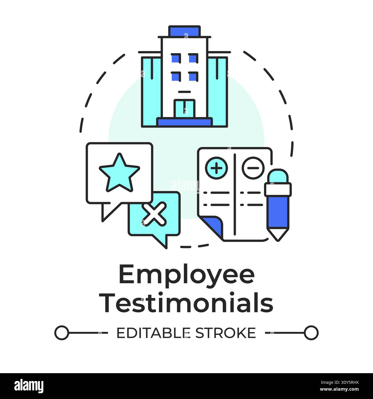 Employee testimonials multi color concept icon Stock Vector