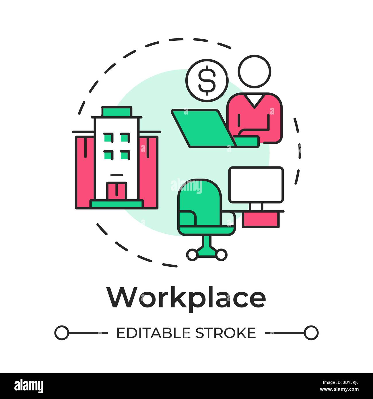 Workplace multi color concept icon Stock Vector