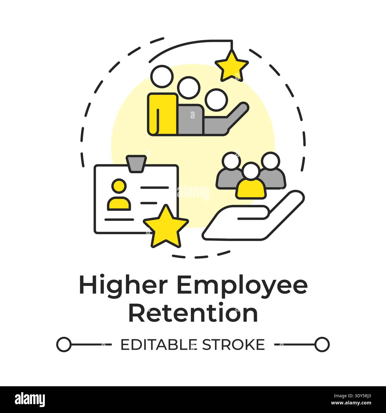 Higher employee retention multi color concept icon Stock Vector