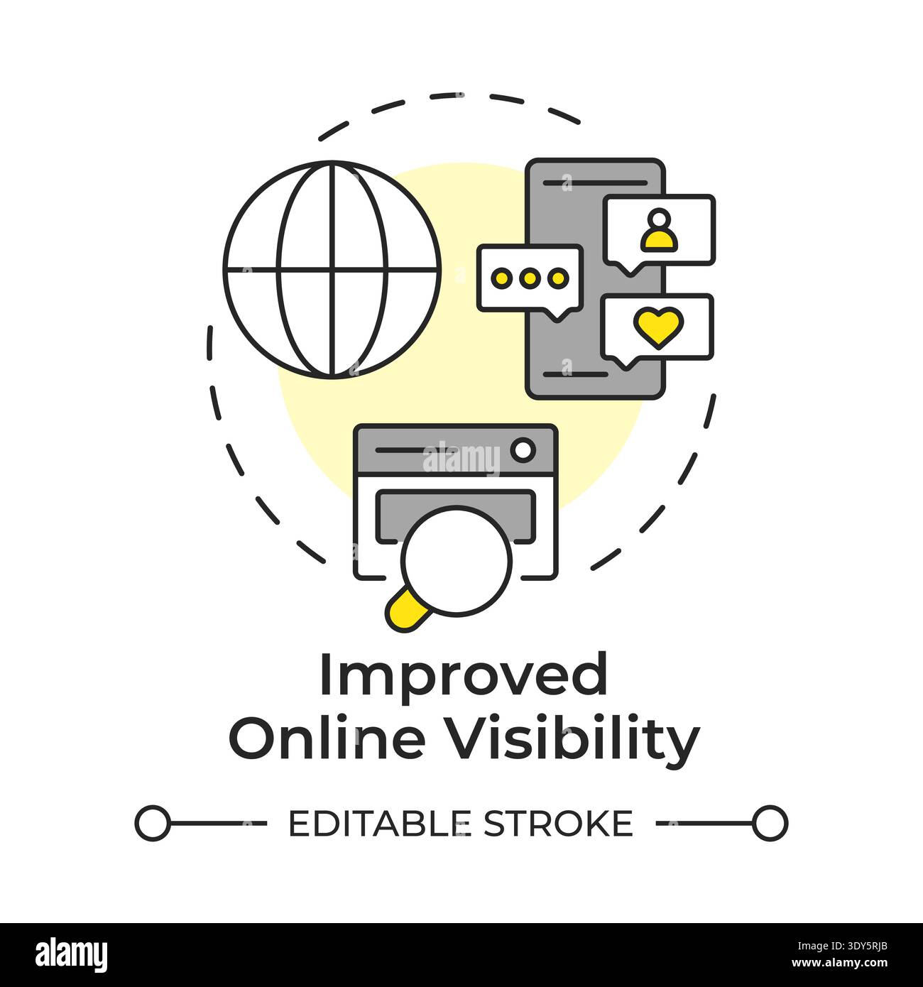 Improved online visibility multi color concept icon Stock Vector