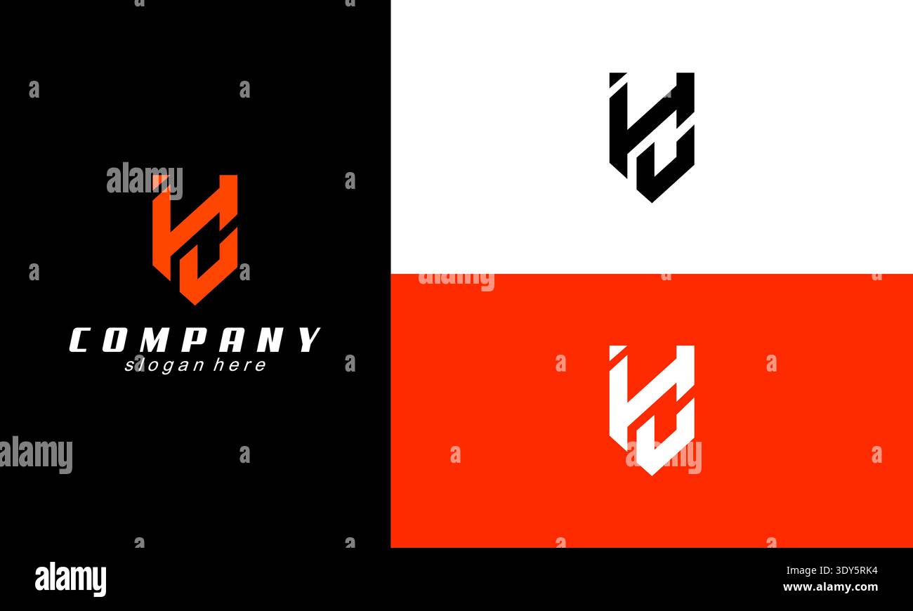 Modern unique letter HC CH logo icon design template elements Stock Vector