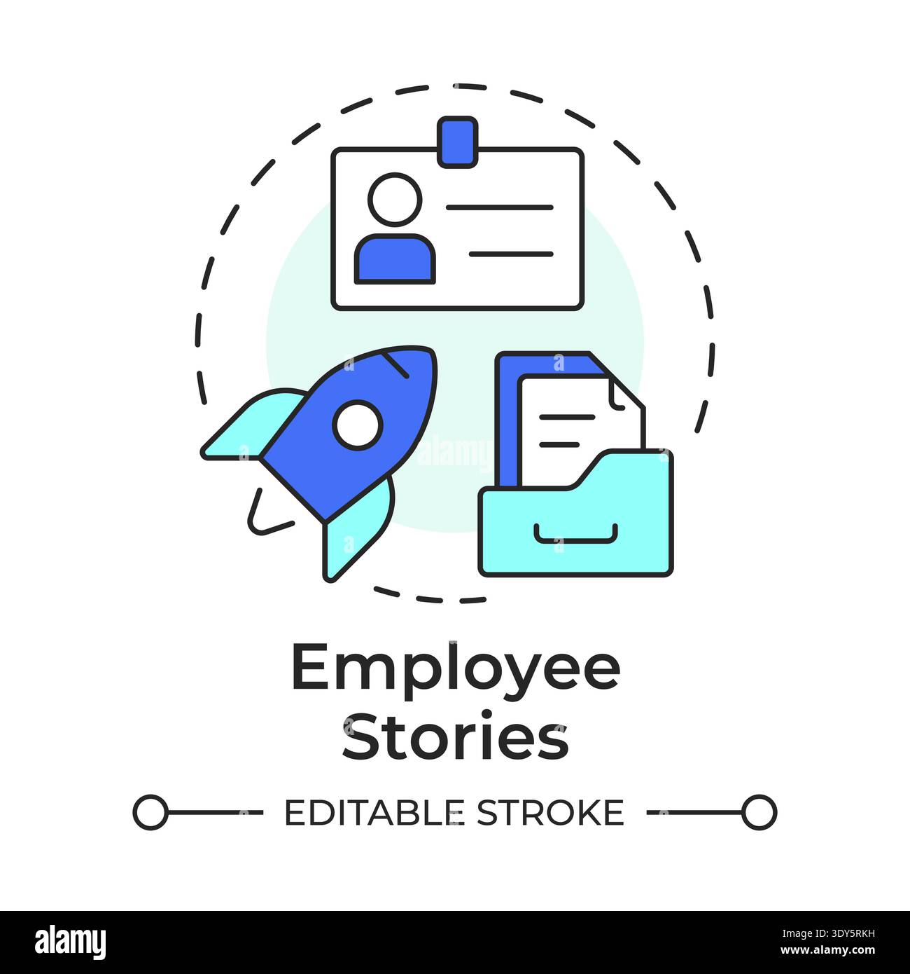 Employee stories multi color concept icon Stock Vector