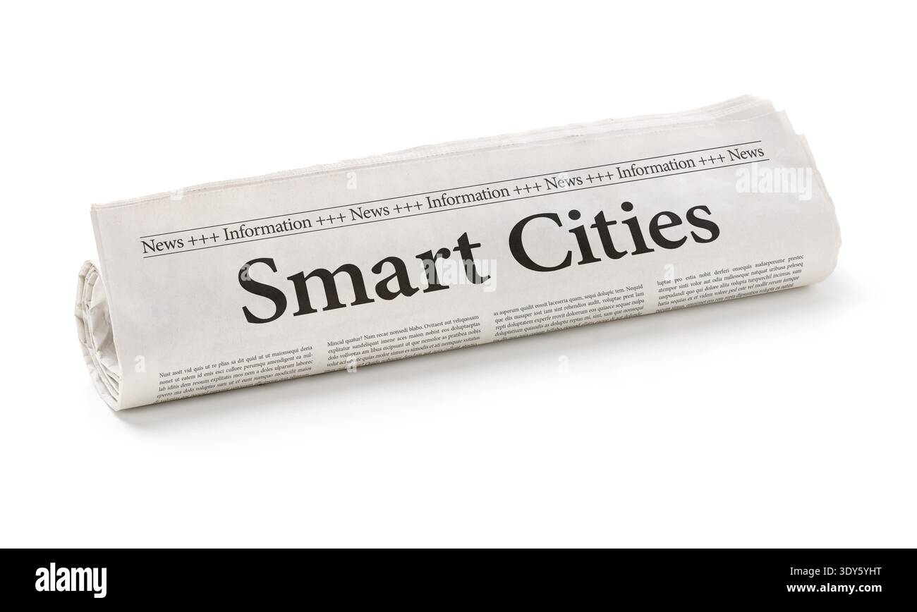 Rolled newspaper with the headline Smart Cities Stock Photo