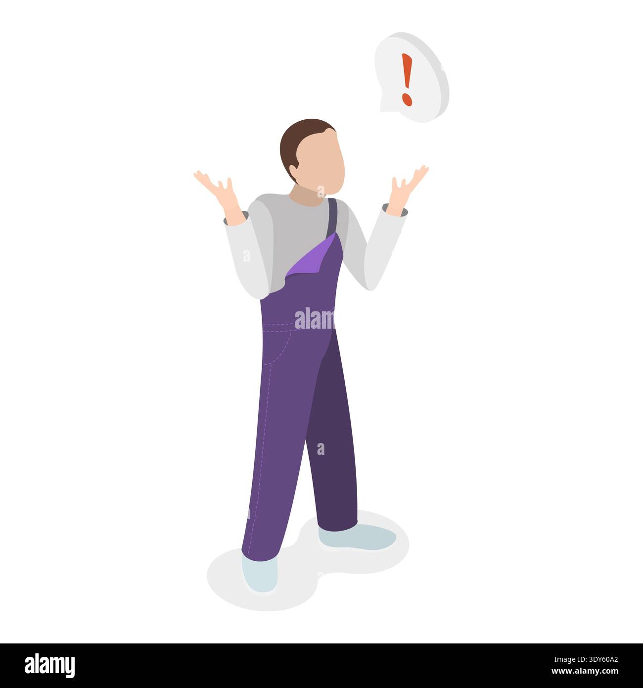 Doubt Body Language 3D Isometric Flat Illustration of Human Emotions and Body Language, Joy ...