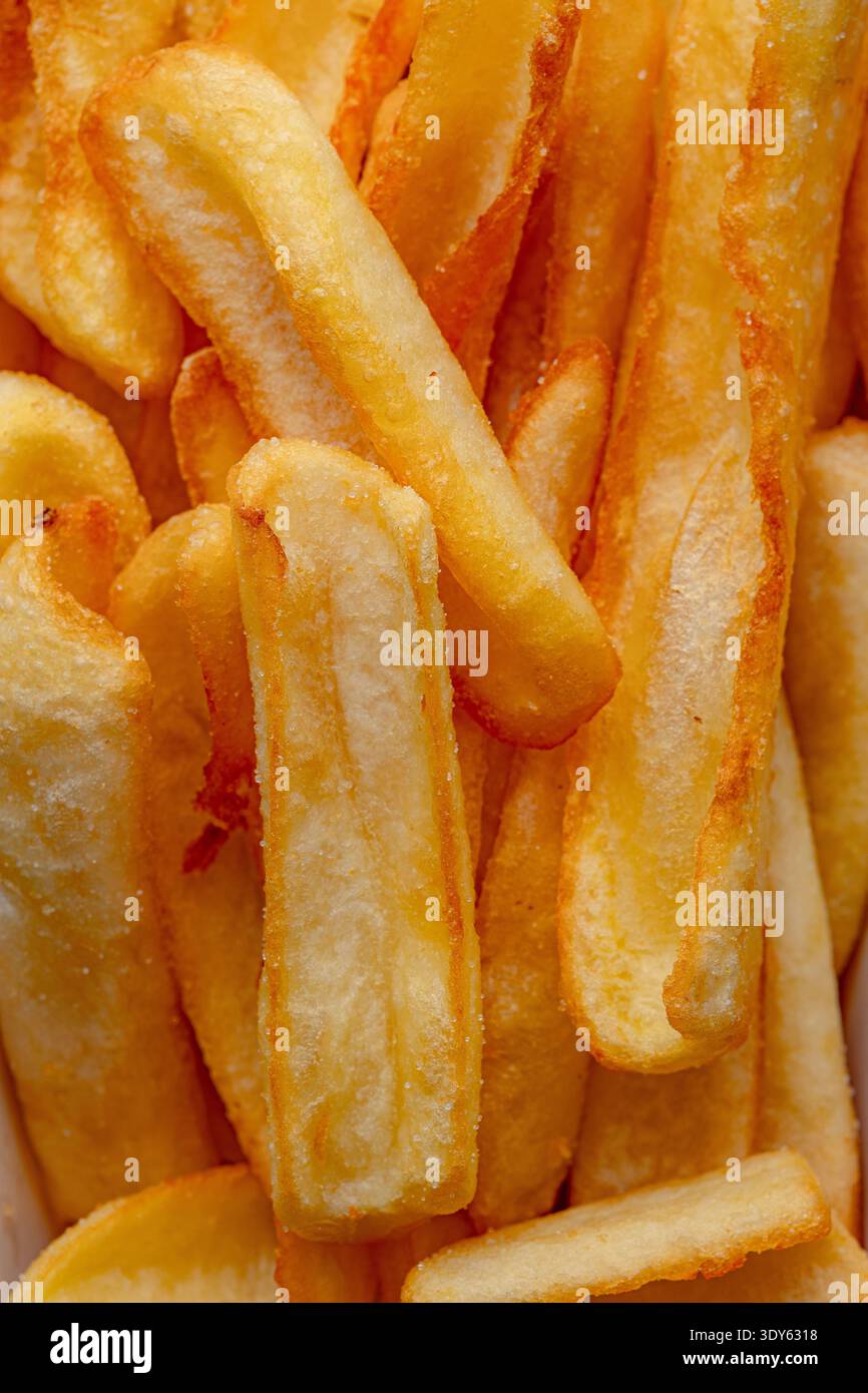 French fries close up texture as art isolated Stock Photo