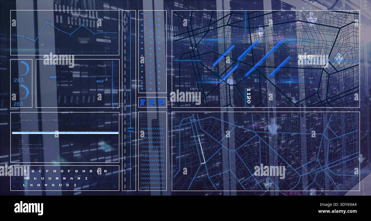 Vertical video: After data arrival, dashboard updating wireframe map ...
