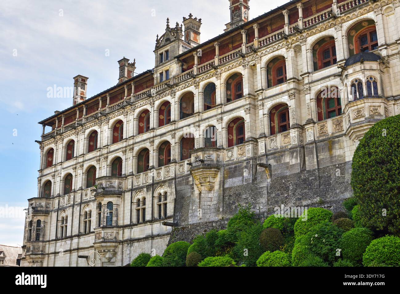 Renaissance facade of loges at rear of Francis I wing of Royal Chateau de Blois in France Stock Photo