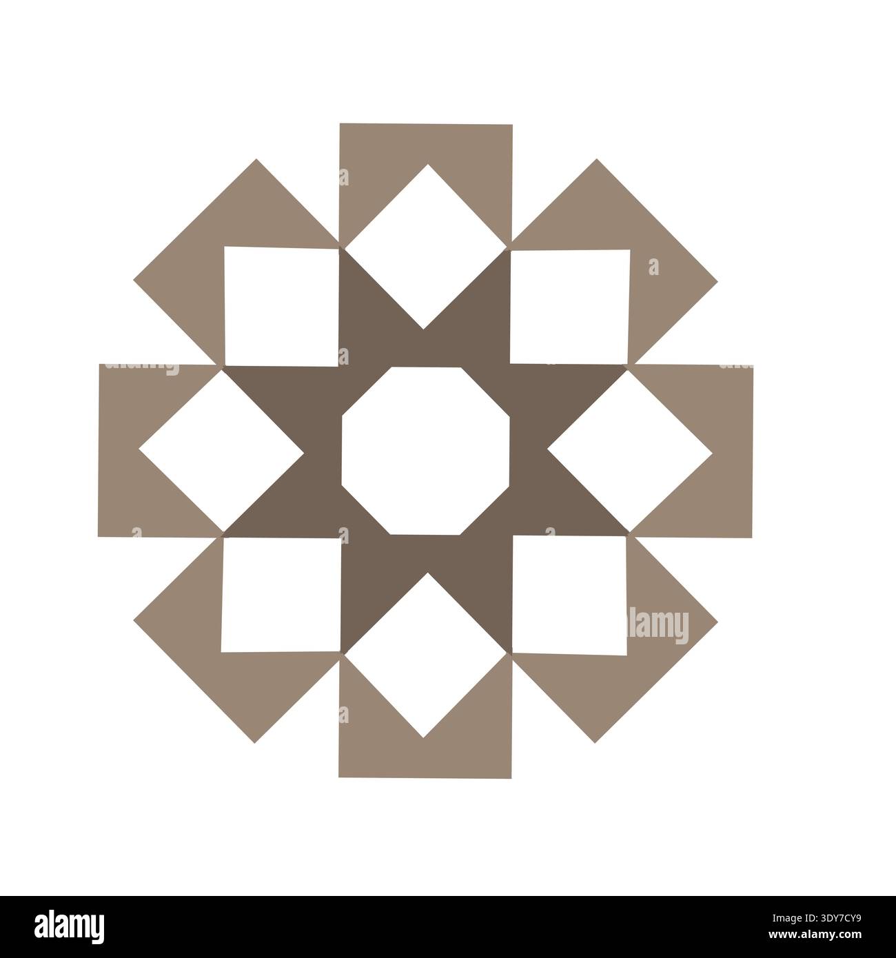 Geometric tile ornament. Eight point Vector star. Brown gray mandala. Abstract shape pattern. Stock Vector