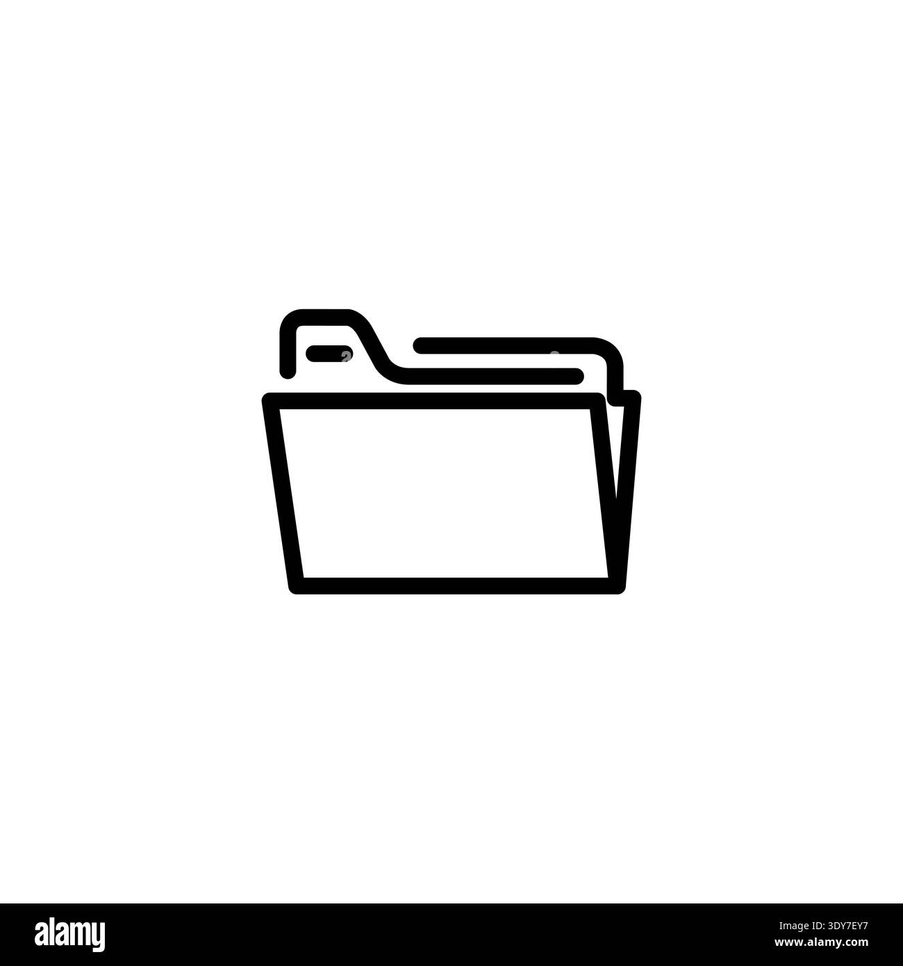 Minimal folder icon in modern outline style representing file storage, organization, and document management. Designed for software interfaces, cloud Stock Vector