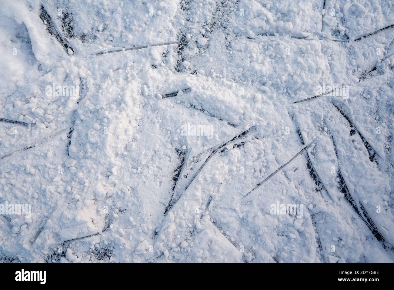 Ice Scratced Natural scratched ice at the ice rink as texture or background for ...