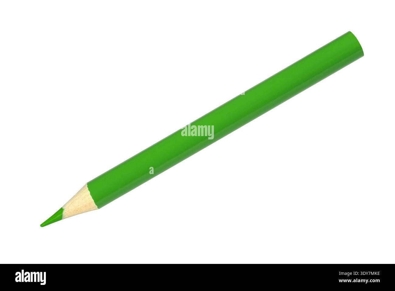 Short green pencil isolated on white background Stock Photo