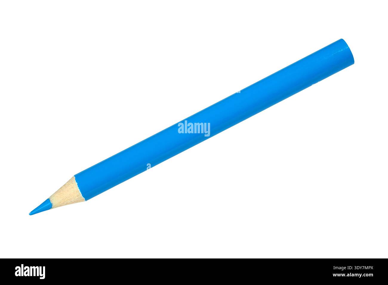 Short blue pencil isolated on white background Stock Photo