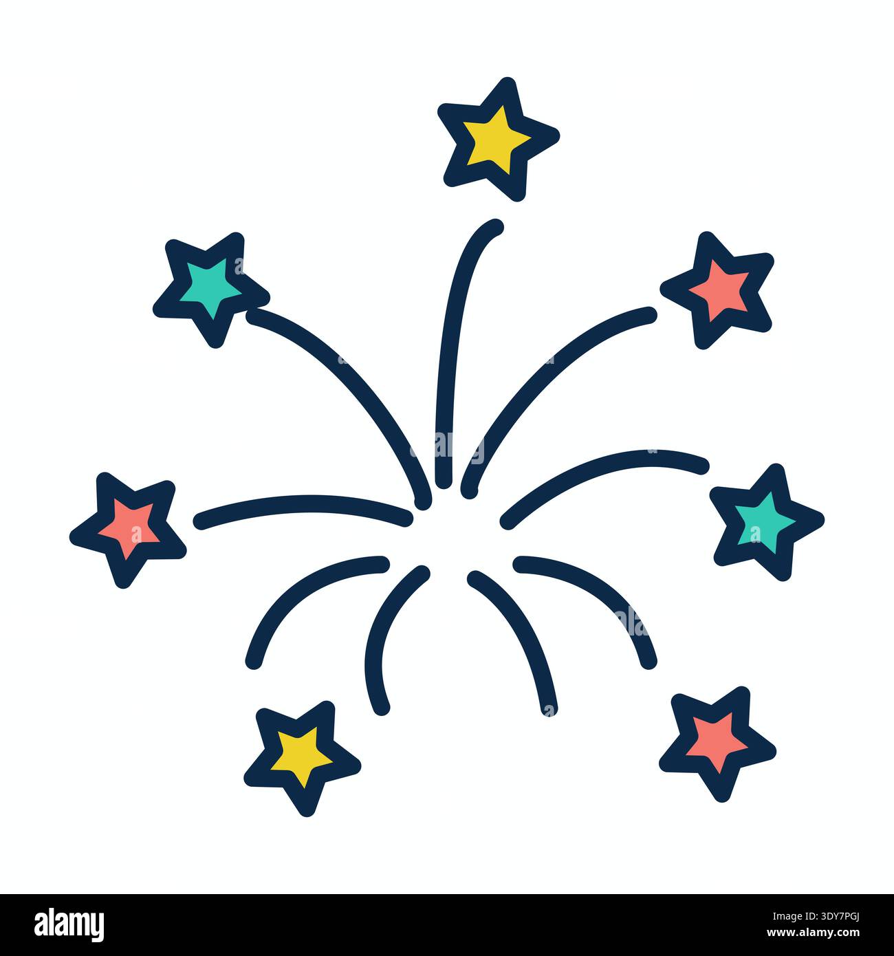 Fireworks Explosion and Report Icon - Stars Stock Vector