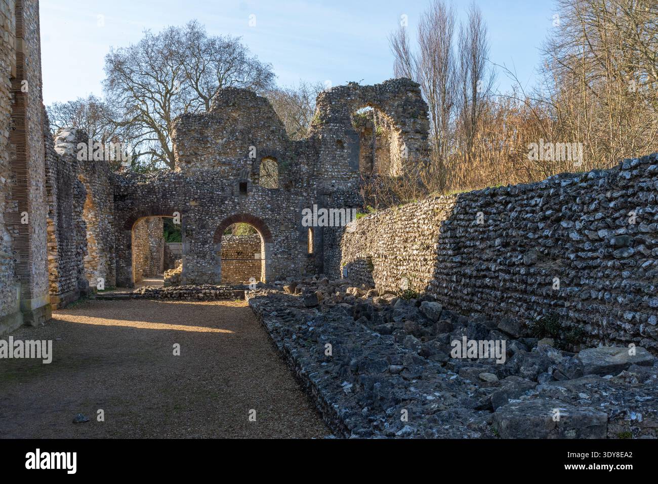Wolvesey Castlefields Winchester, UK - March 2nd 2026: Wolvesey Castle, parts of the ruined ...