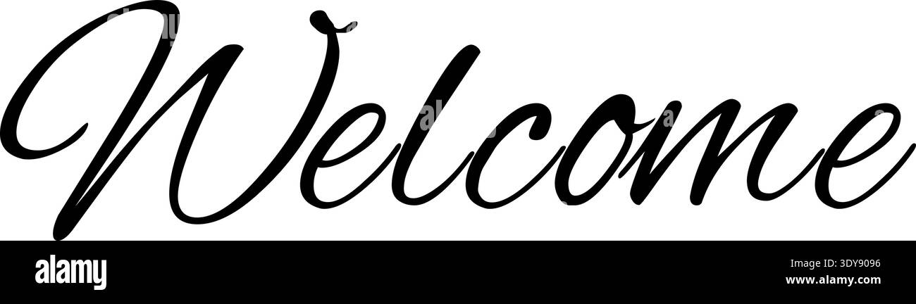 Elegant script lettering design for welcome sign inside black stroke ...