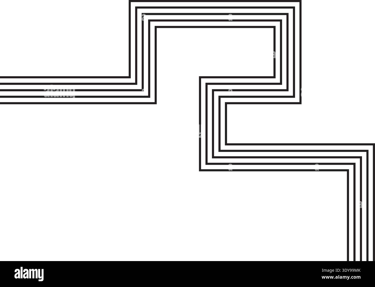 Geometric structure featuring straight contours replicated in five parallel concentric layers. Stock Vector