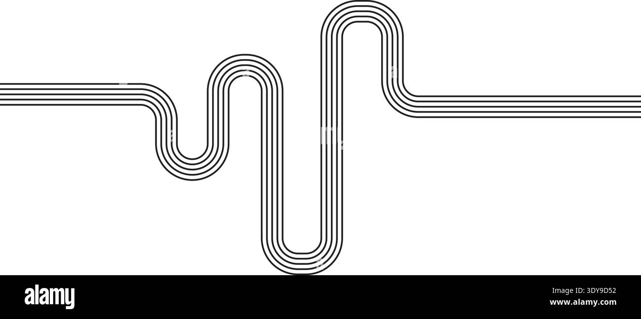 Spaced Line Shape Abstract shape formed by intertwined curved paths defined by five ...