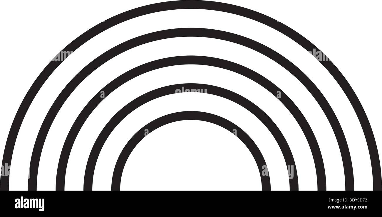 Half Line Shape Half-circle design composed of five evenly spaced concentric parallel ...