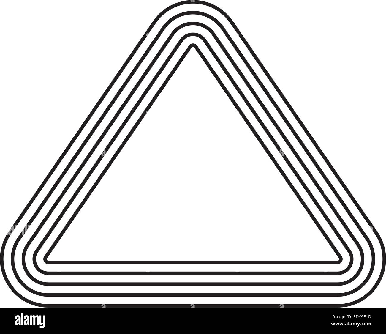 Triangle with all corners rounded constructed using five evenly spaced concentric parallel lines. Stock Vector
