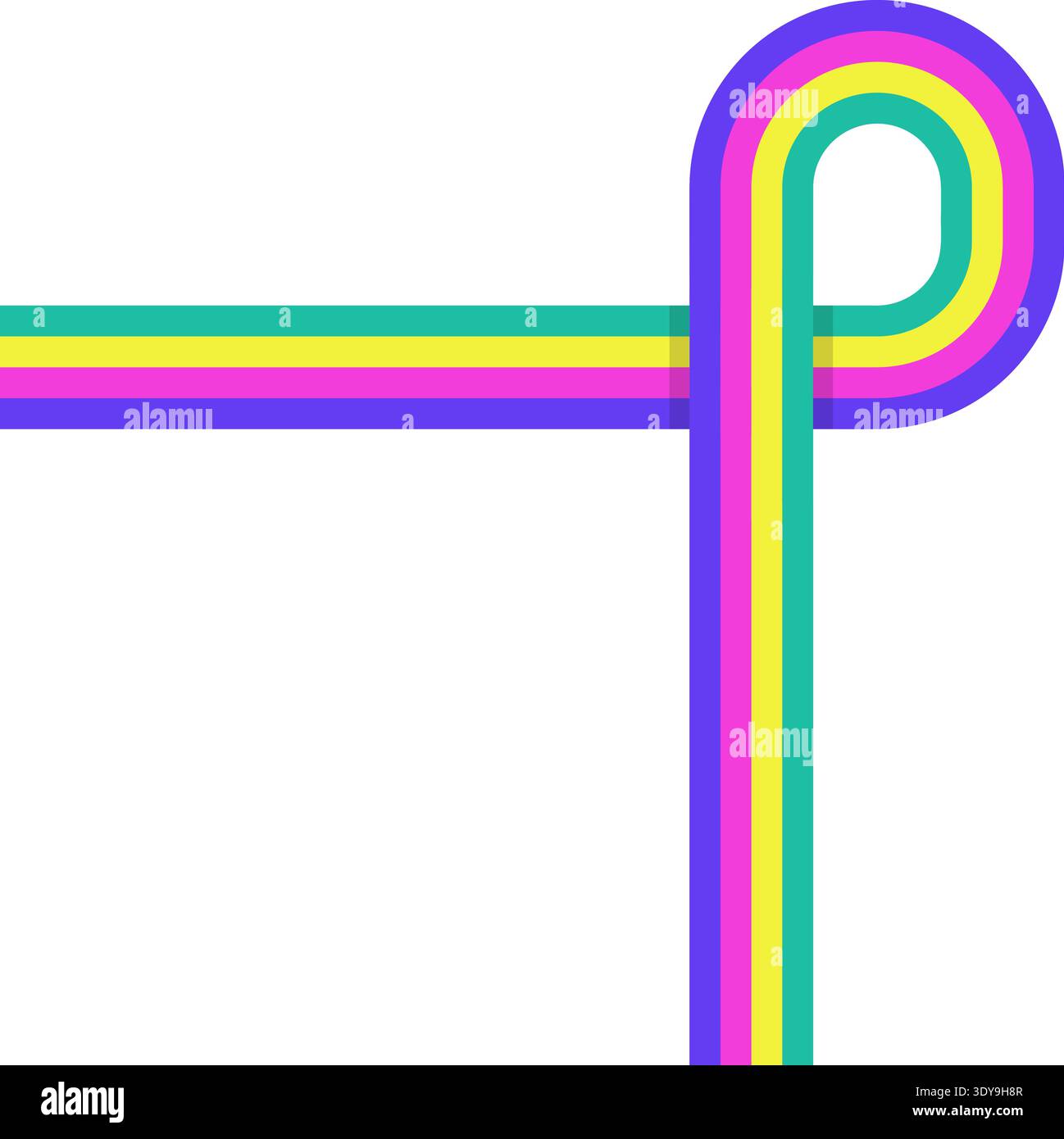 Abstract shape with rounded corner stripes, overlap lines, shadow and four parallel lines Stock Vector