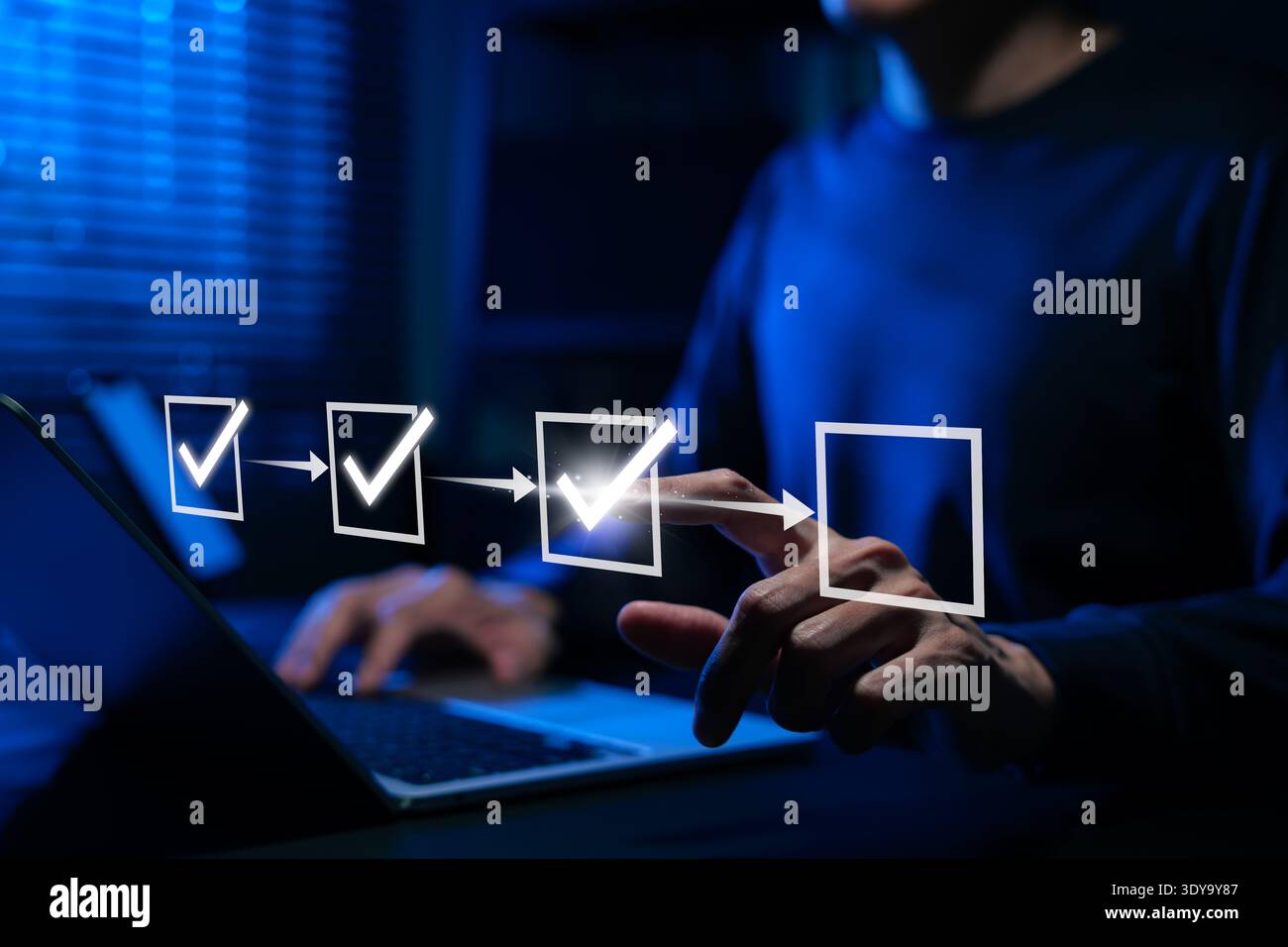Business workflow checklist and task management automation concept ...