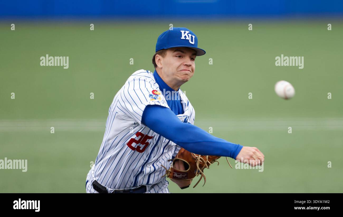 Kansas pitcher Riane Ritter (25) during an NCAA college baseball game ...