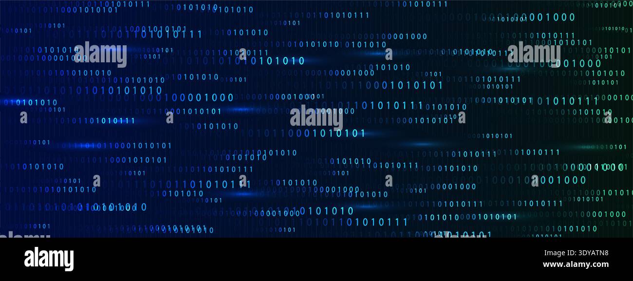Futuristic technology backdrop. Programming symbols and blue binary ...