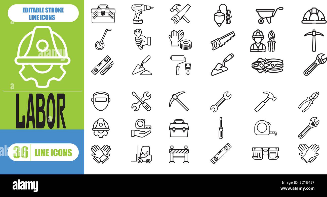 Premium Labor and Construction Icon Set | Industrial Workforce & Manual ...
