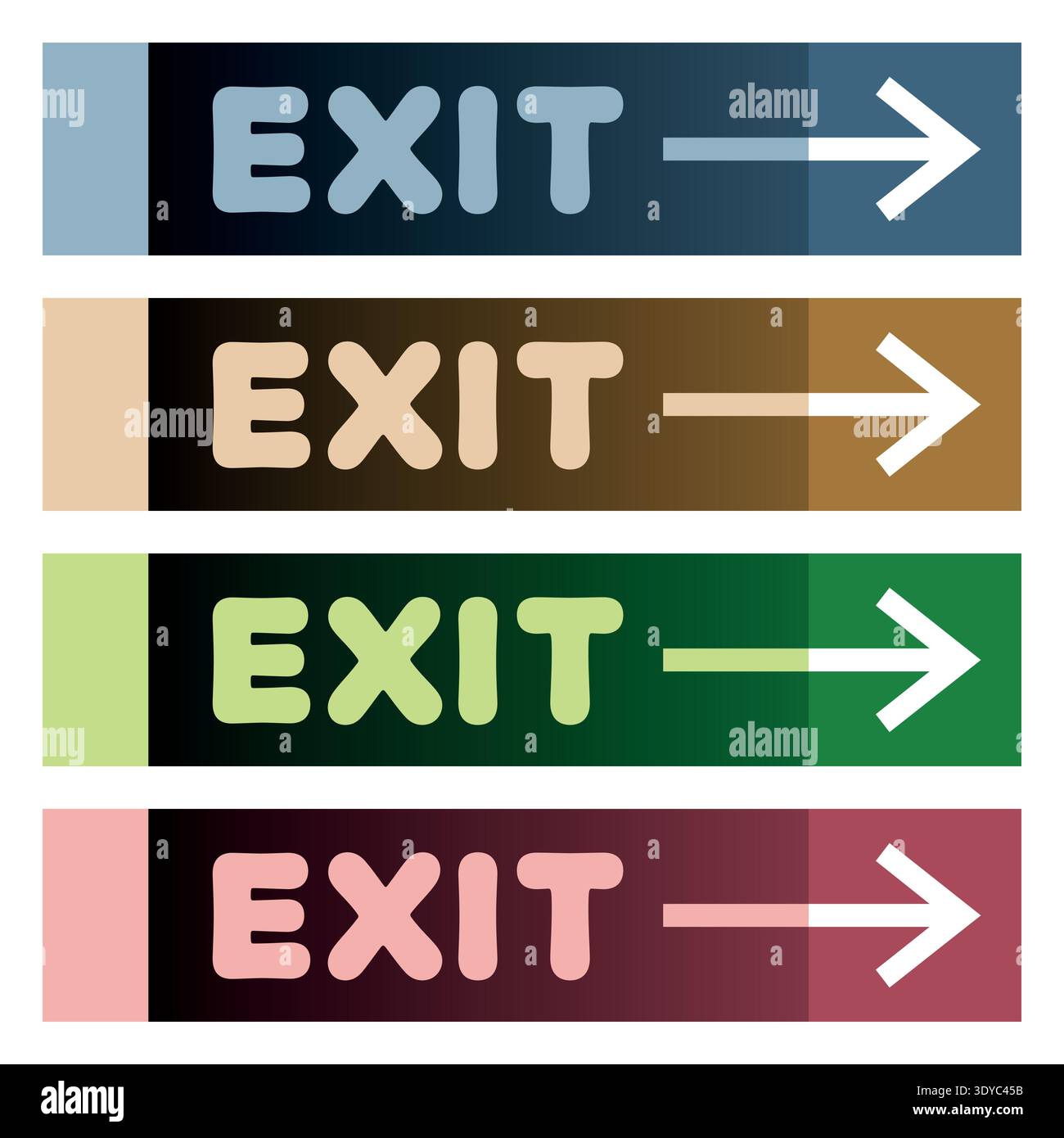 Collection of exit signs on panels Stock Vector