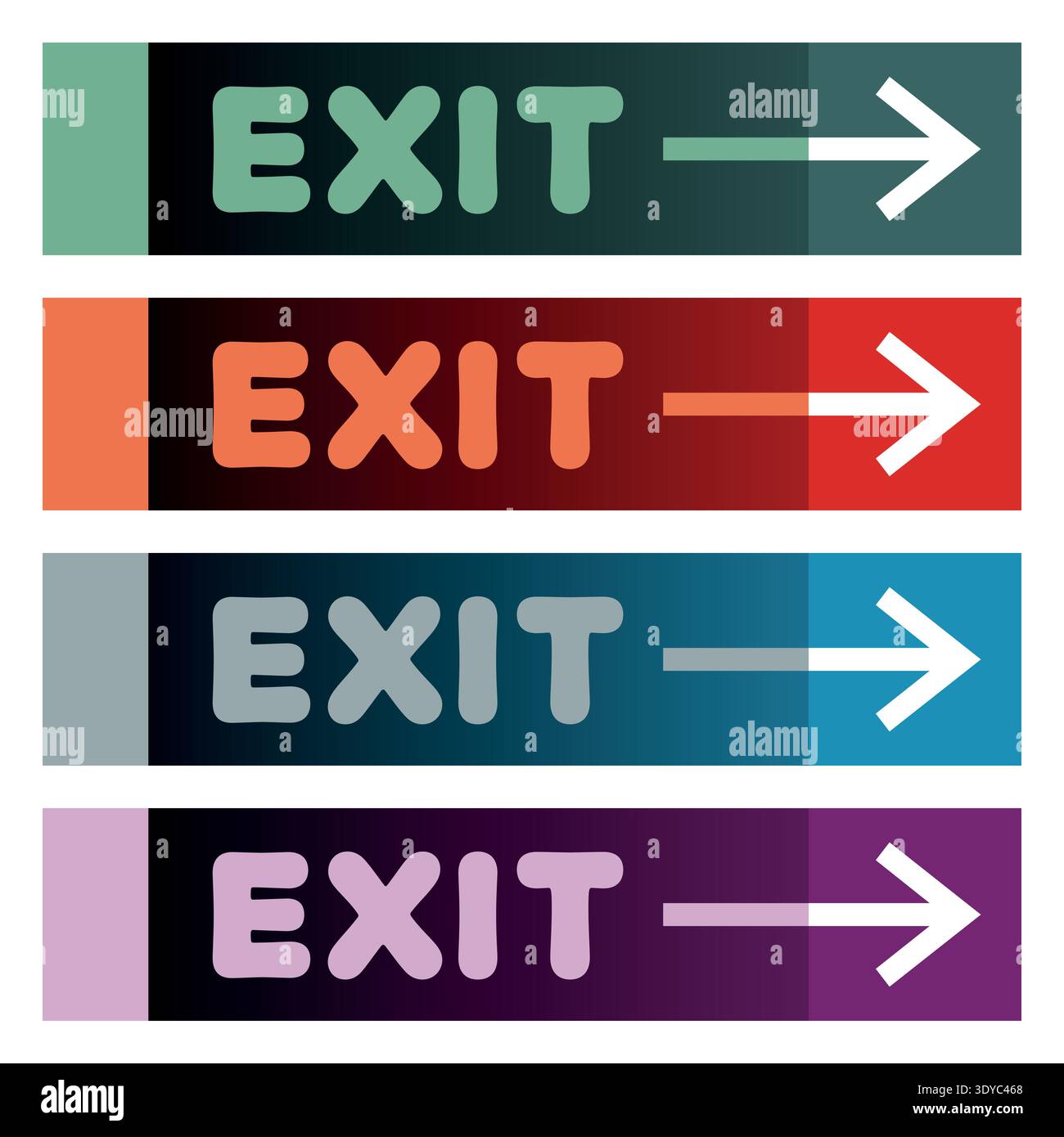 Collection of exit signs on panels Stock Vector