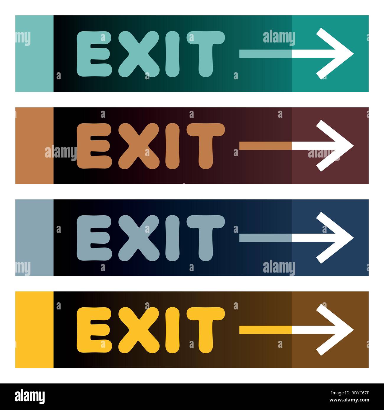 Collection of exit signs on panels Stock Vector
