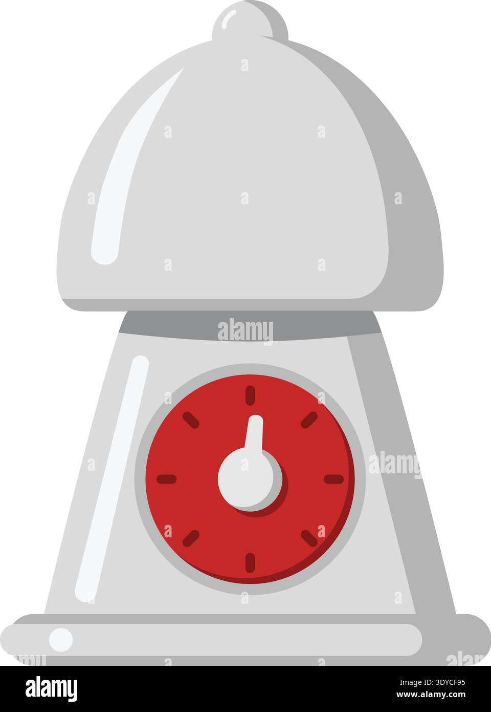 Flat illustration of an analog kitchen scale with dome top and red dial gauge Stock Vector