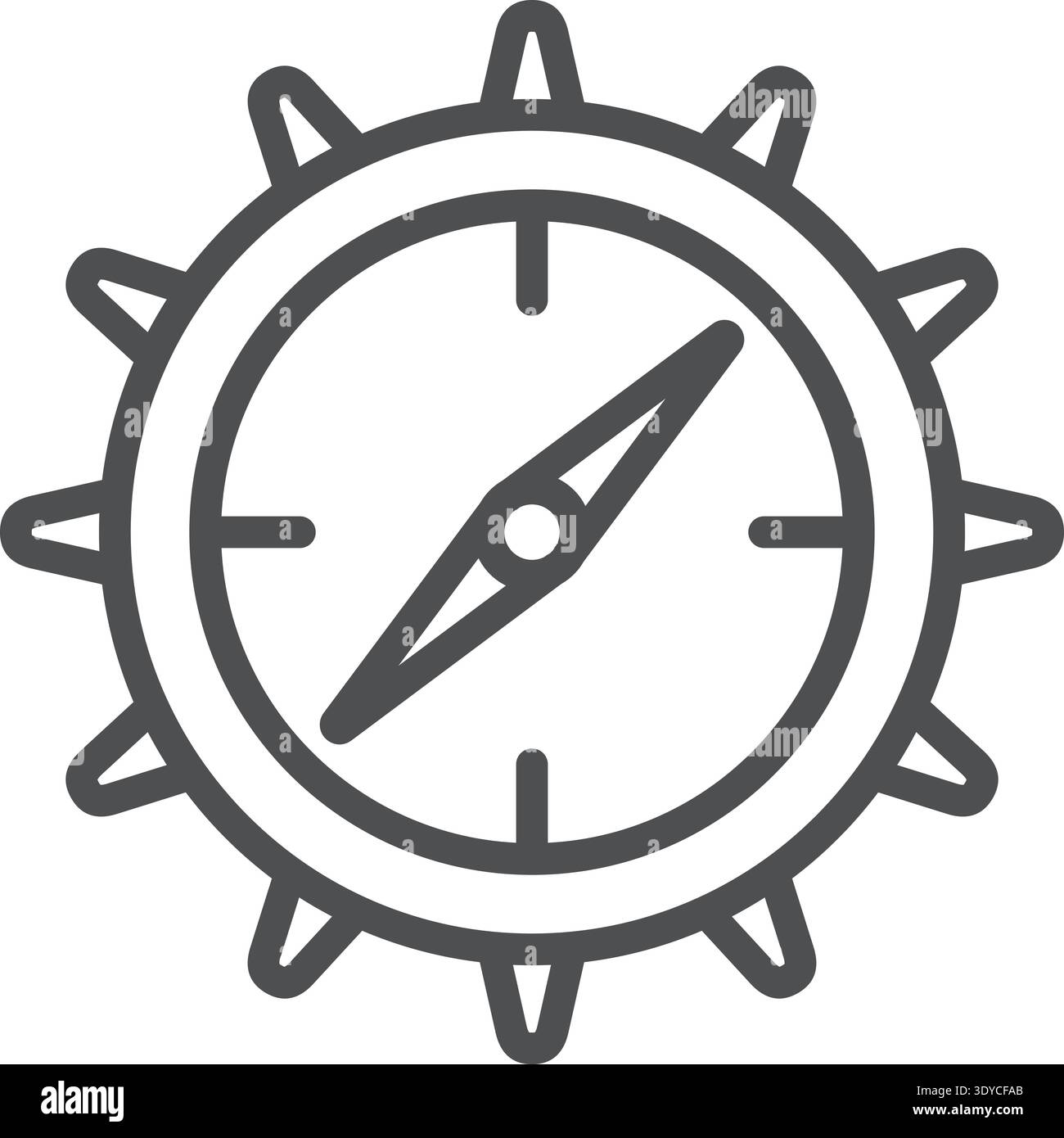 Compass icon with circular face and needle showing direction in a bold ...