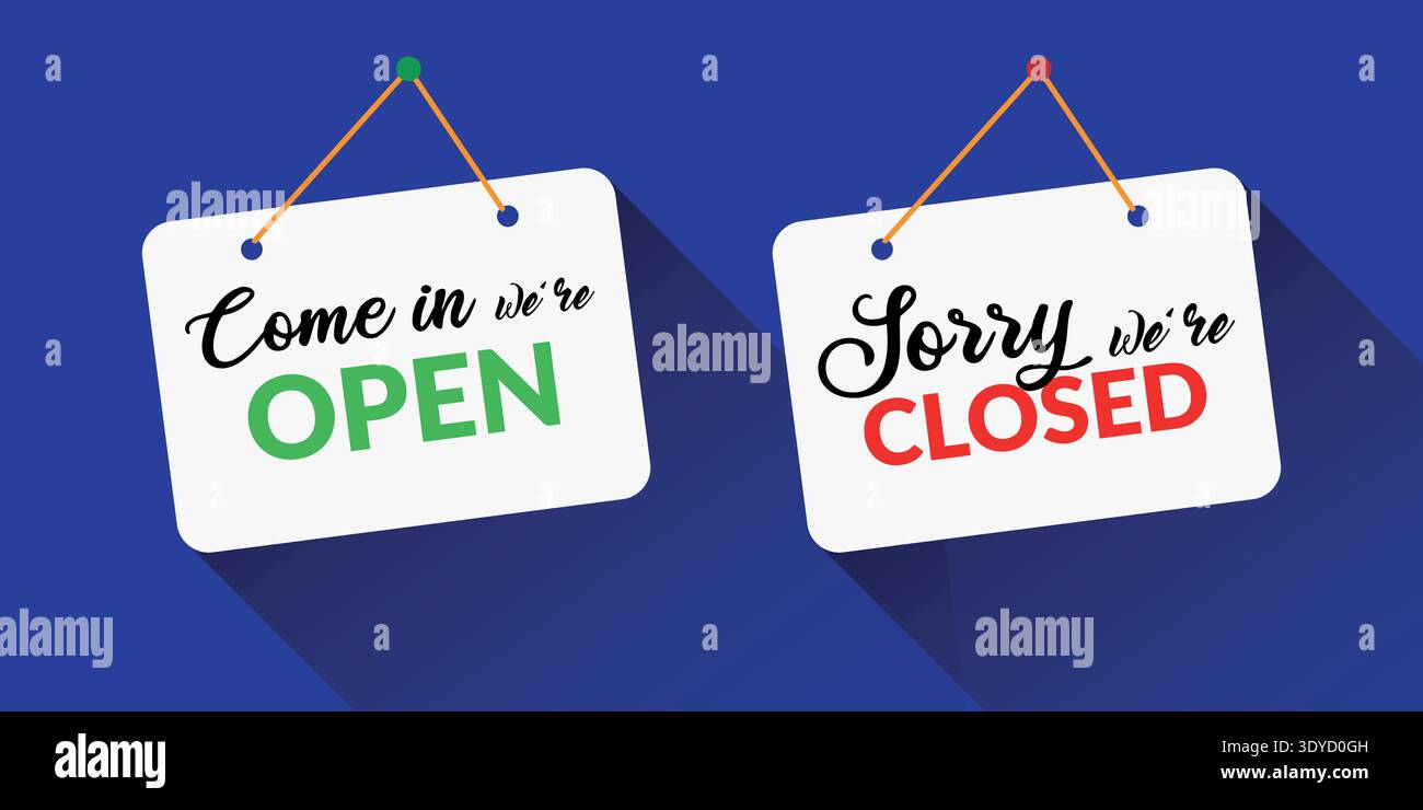 Open and closed sign set vector stock illustration Stock Vector
