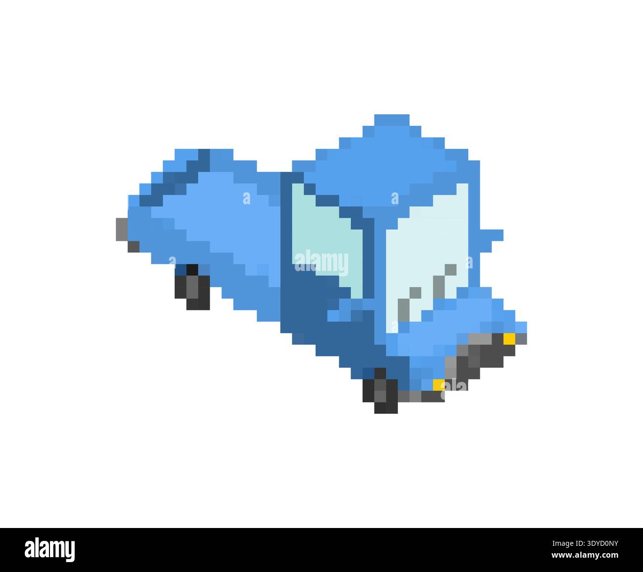 Pixel art truck. Retro 8-bit game style isometric vehicle icon for transport and logistics concepts. Isolated on white. Stock Vector
