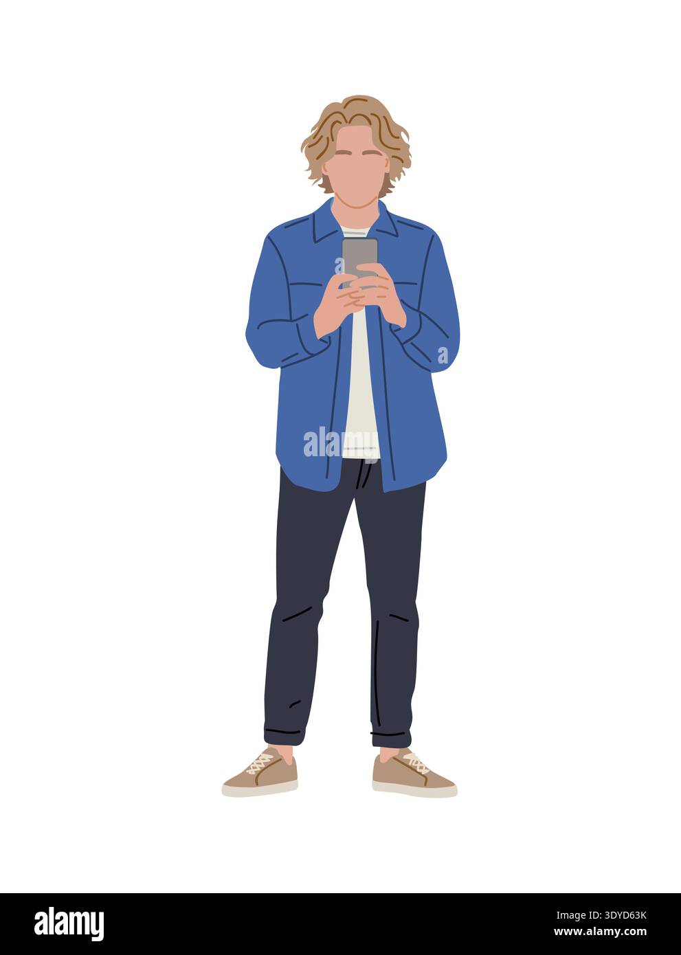 A young man using a smart phone Stock Vector