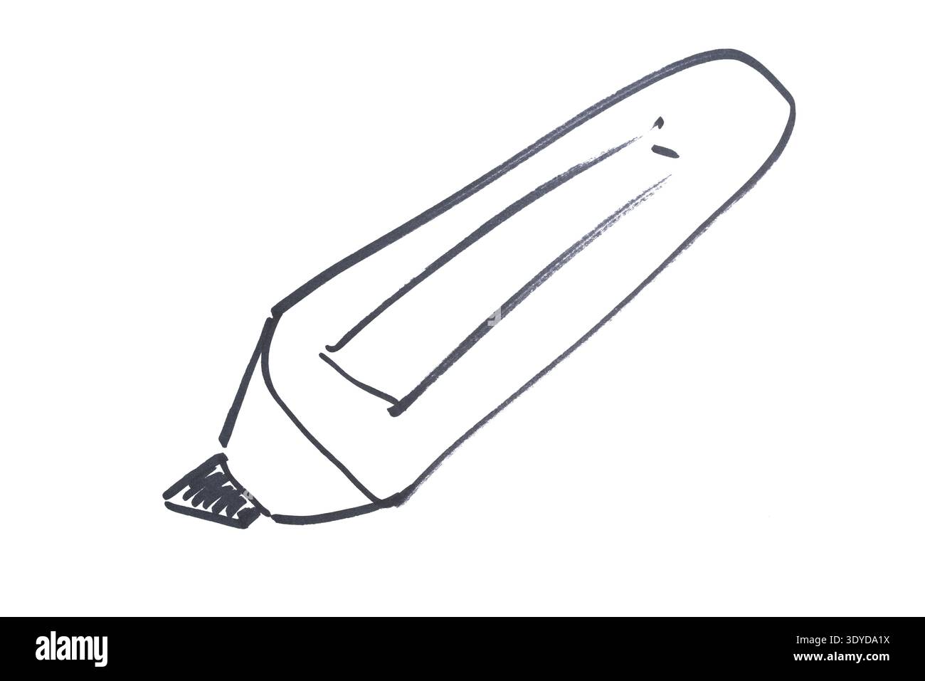 a highlighter drawn with a black marker with a transparent background Stock Photo