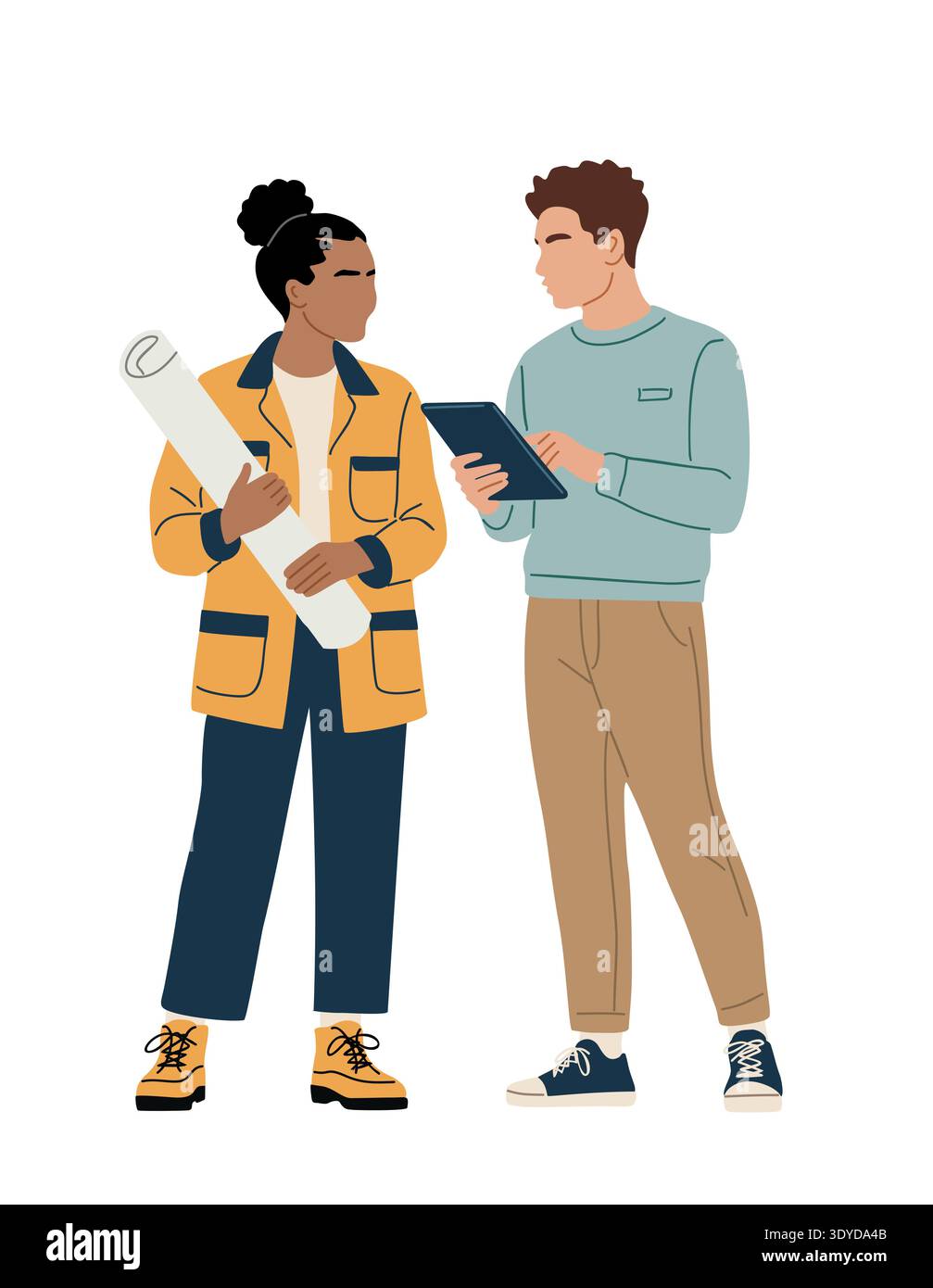 Two engineers discussing a project vector isolated Stock Vector