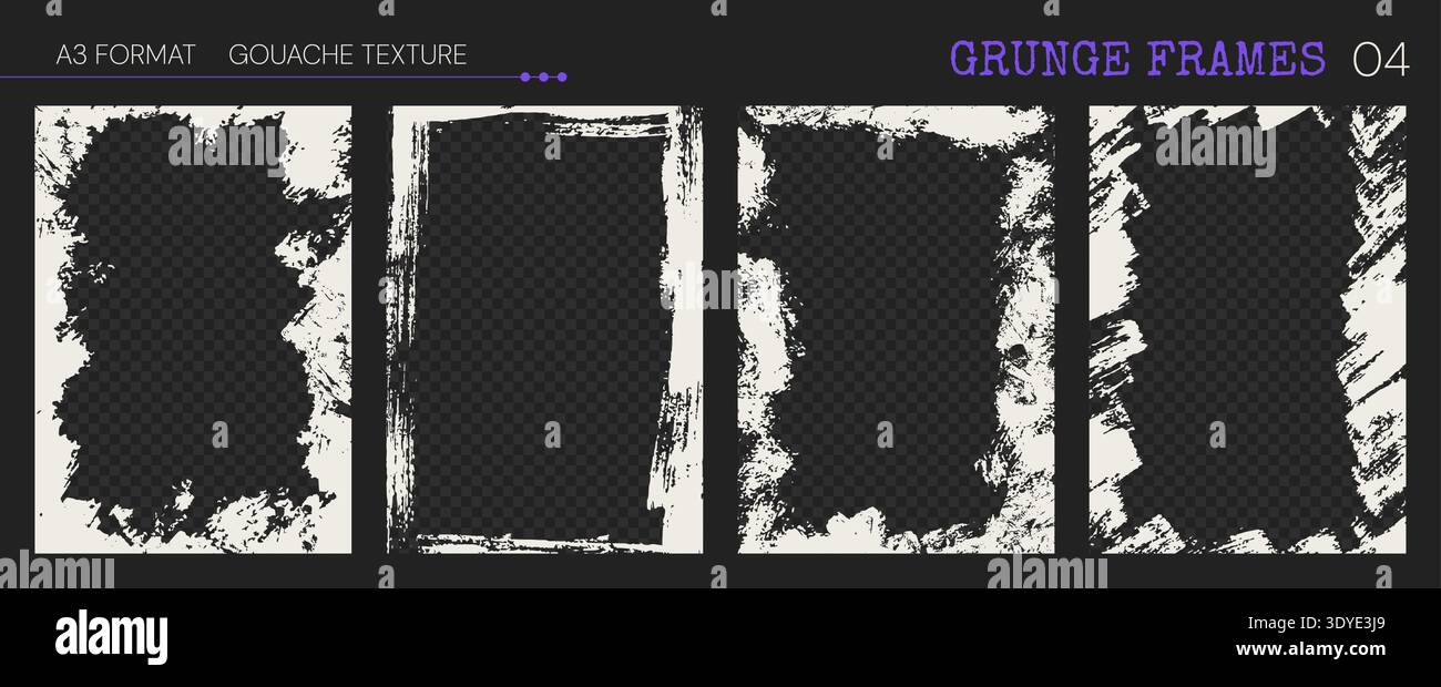 Gouache Grunge Frames. Vertical templates. Vector. Stock Vector