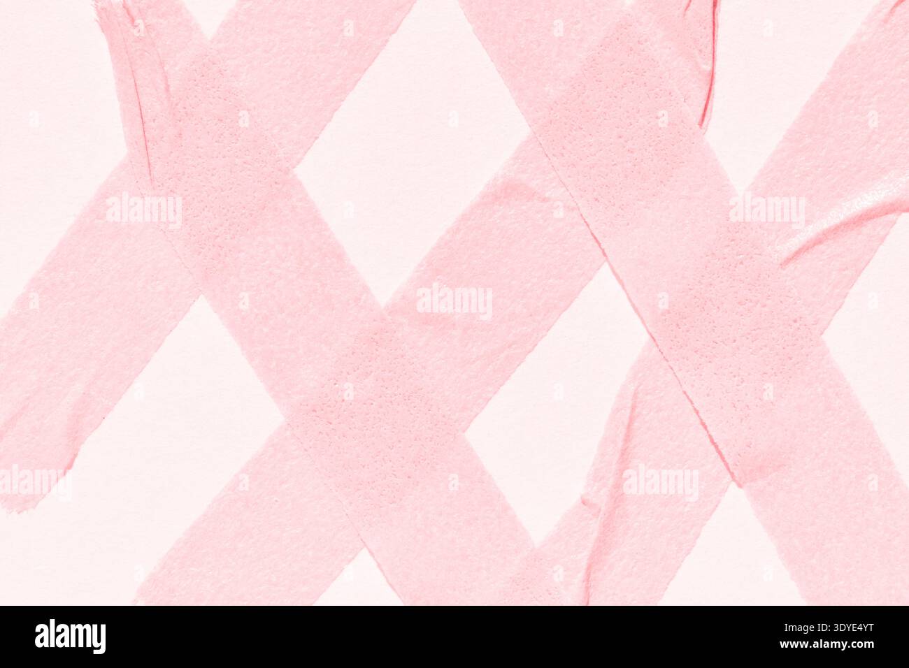 Intersecting pink tape strips on white background showcasing textural and abstract art patterns. Stock Photo