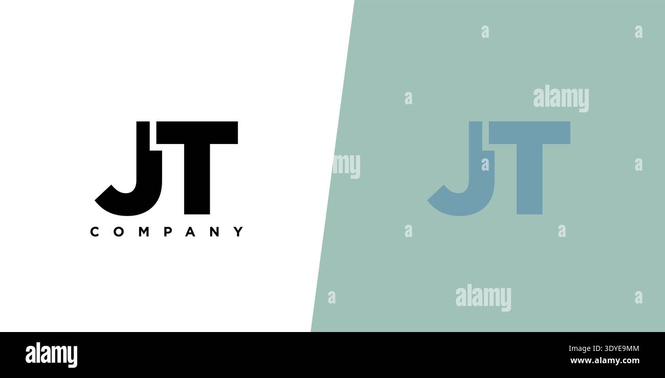 Trendy letter J and T, JT logo design template. Minimal monogram initial based logotype for company identity. Stock Vector