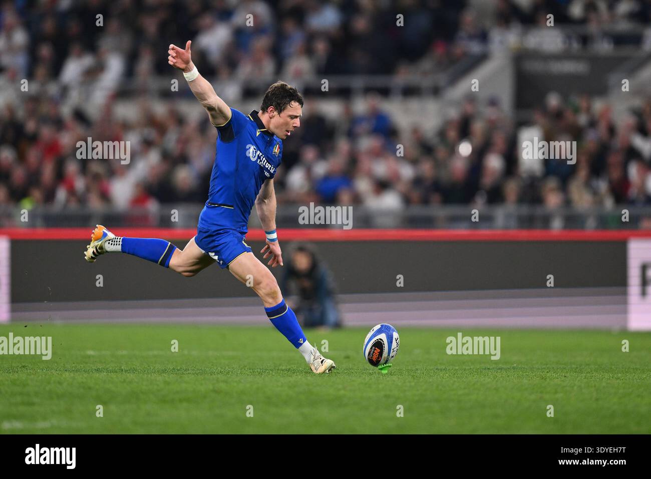 Paolo Garbisi of Italy score during the Guinness Six Nations 2026 match ...