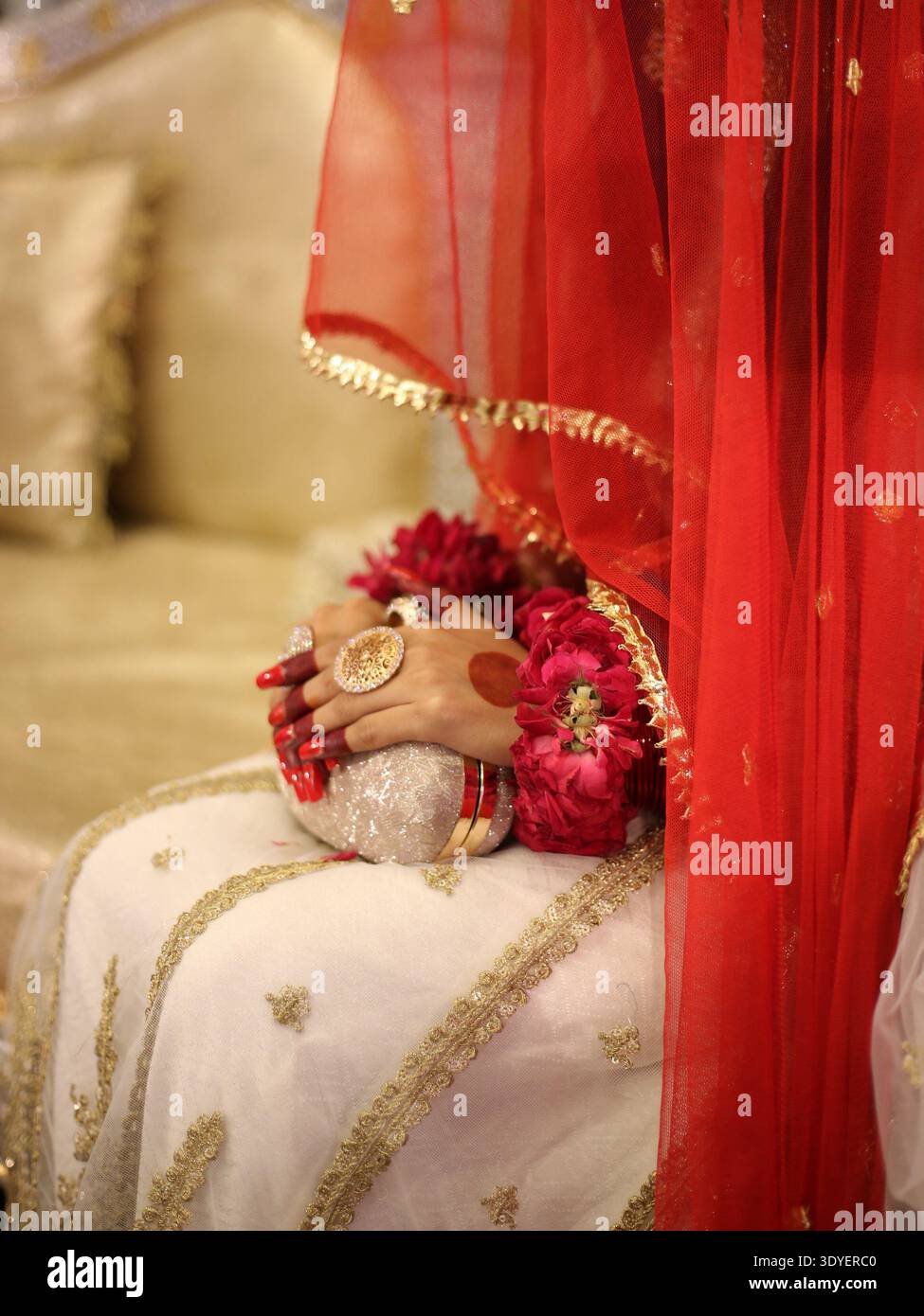 slim fit dress slacks Traditional Indian Bridal Red & Gold Silk Wedding outfit with Organza  Dupatta [product_title] | OORVI DESAI main image 0