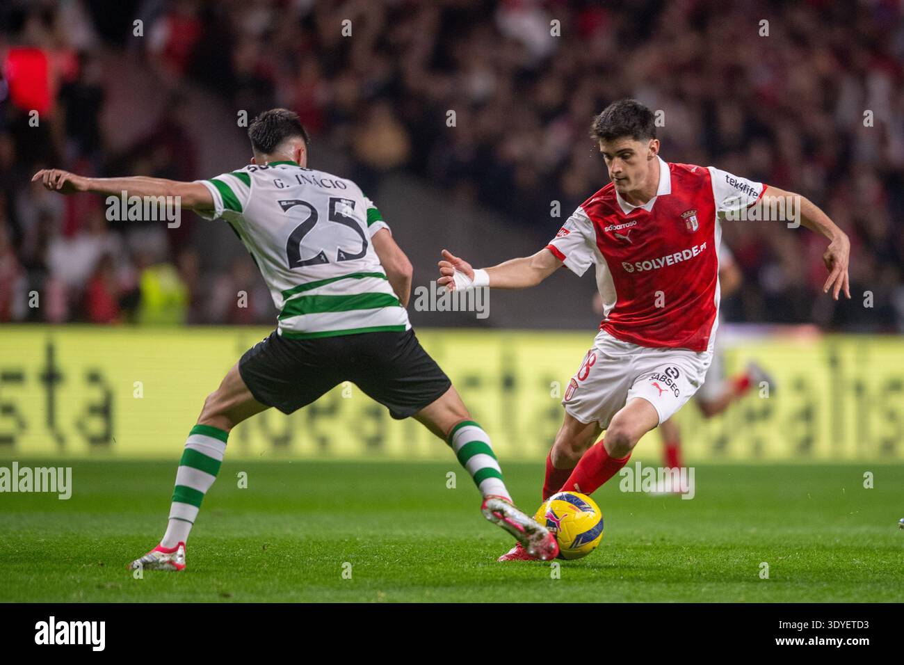 Braga, Braga, Portugal. 7th Mar, 2026. BRAGA, PORTUGAL - MARCH 07: PAU  VICTOR from SC Braga is seen on action during the Liga Portugal Betclic  2025/26 League match between SC Braga and