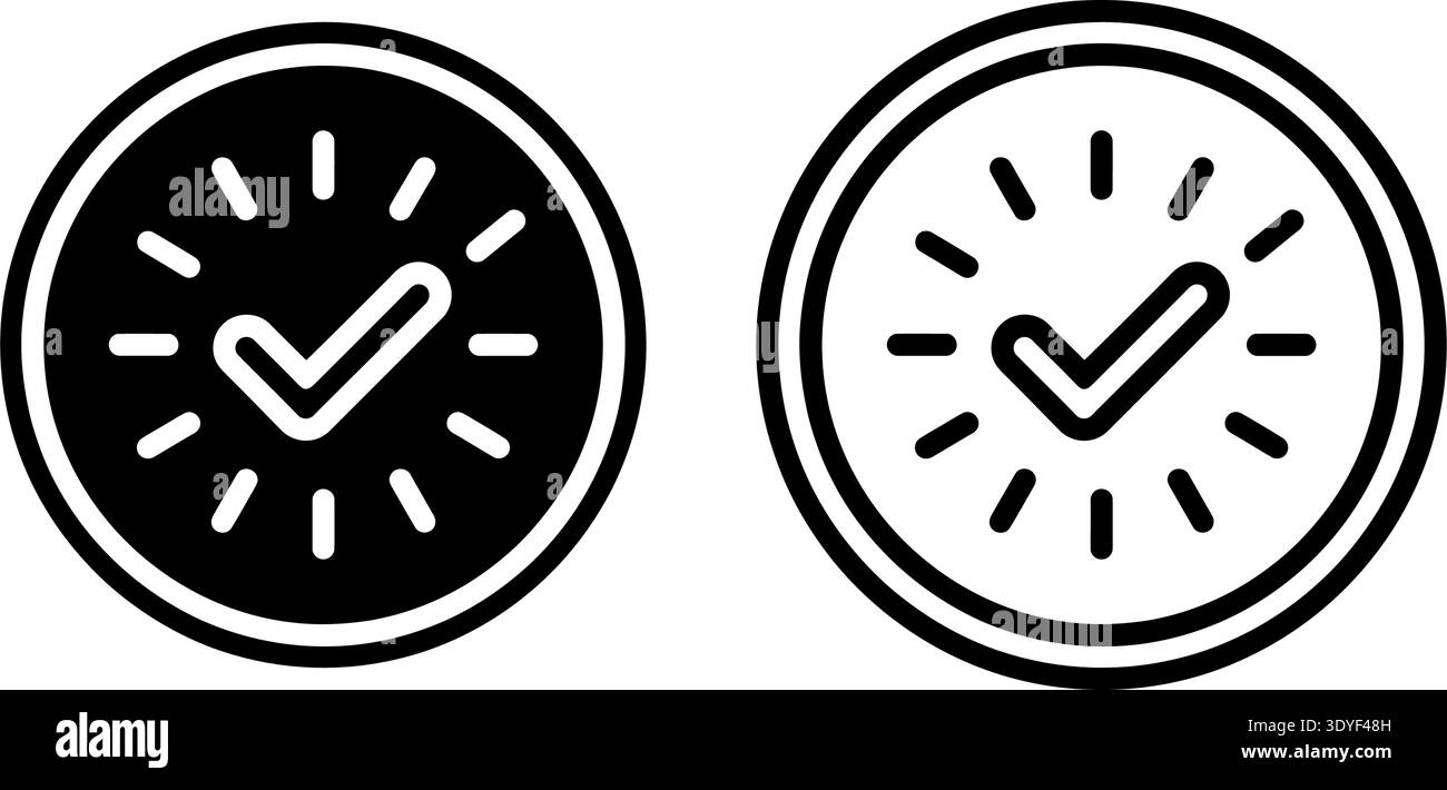 Two clocks with check mark icons side by side Stock Vector Image & Art ...