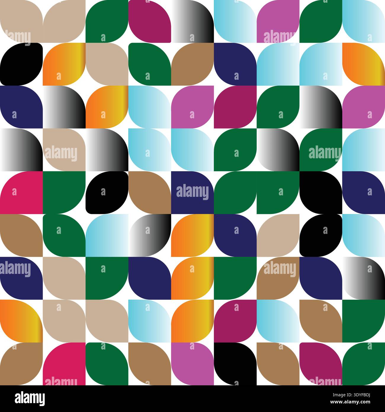 A colorful geometric pattern with various shapes and colors vector Stock Vector