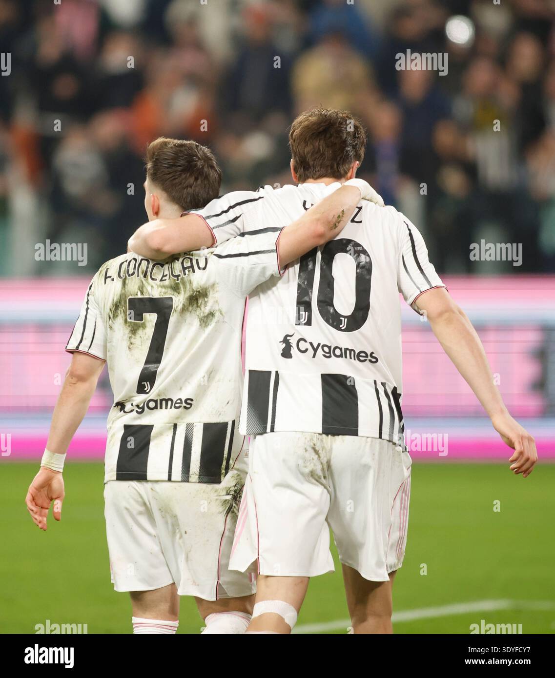 Francisco Conceicao of Juventus FC and Kenan Yildiz of Juventus FC ...